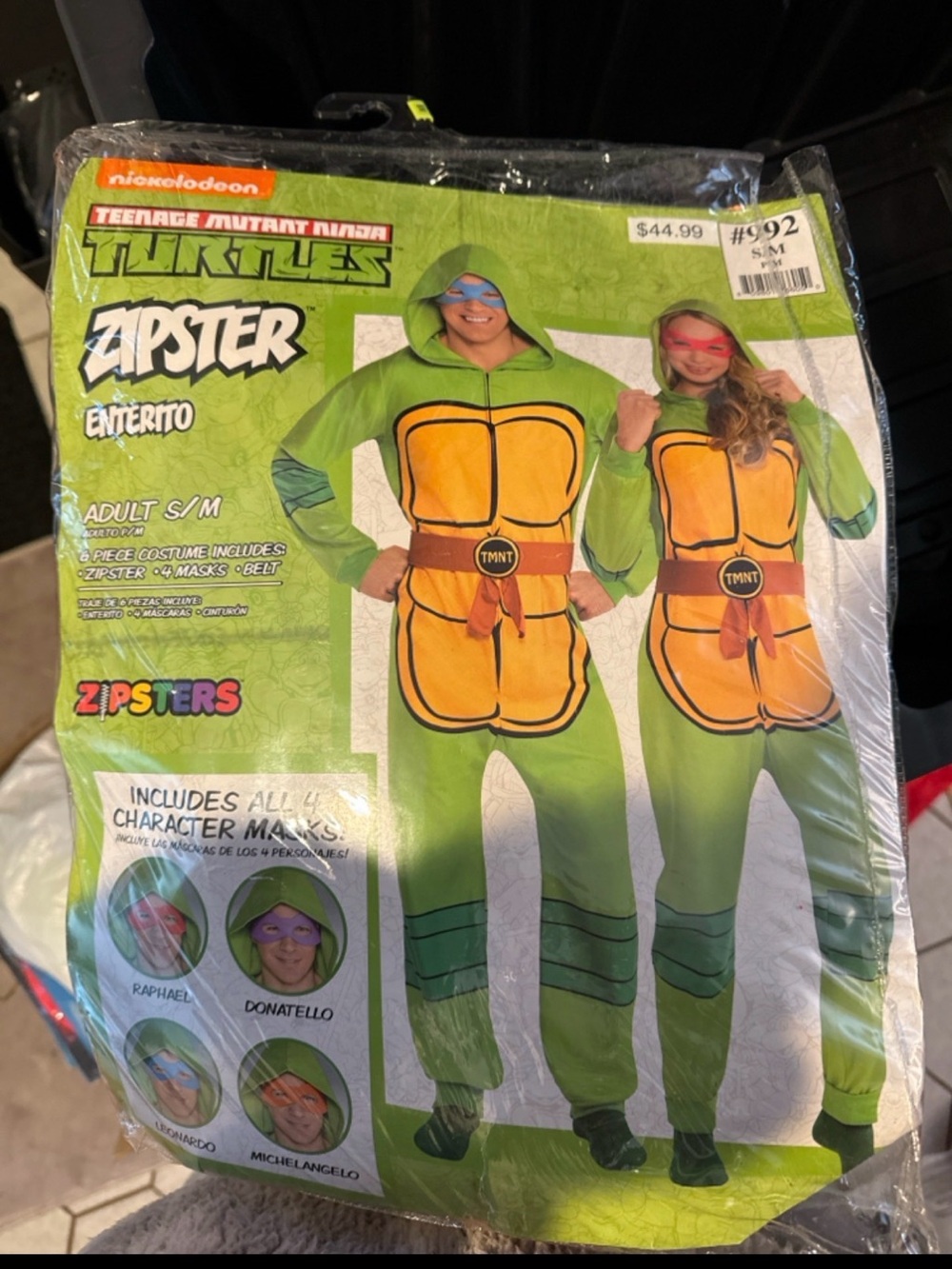 Nickelodeon Teenage Mutant Ninja Turtles Green and Yellow Zipster Costume